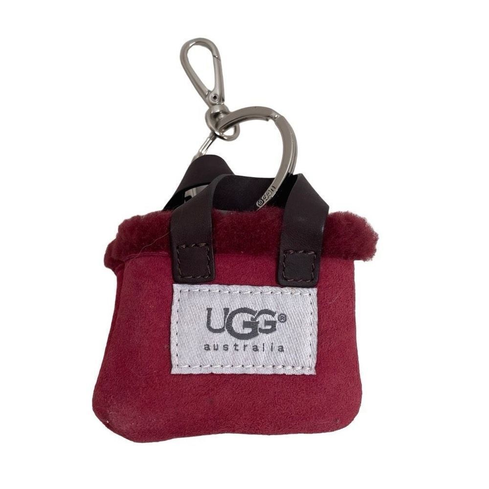 UGG Australia Red Charm Keychain Mini Micro Bag Clip Vintage Y2K Shearling Suede